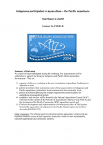 土著参与水产养殖的报告-太平洋经验，悉尼，澳大利亚，2004年9月27-28日
